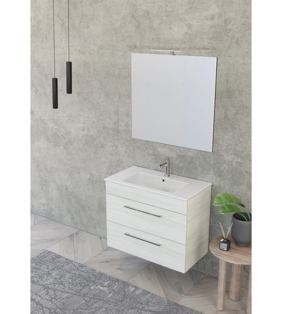 Mobile bagno "caravaggio" bianco venato, 80 cm